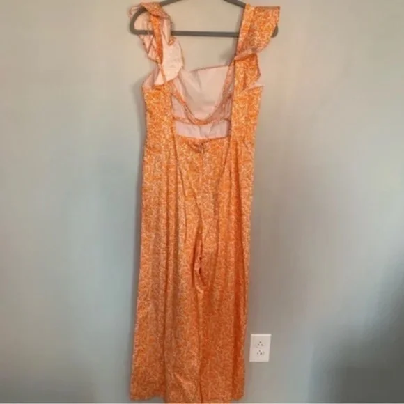 Anthropologie Hutch Jumpsuit Matchsticks Ruffle Jumpsuit Medium Petite - Picture 7 of 9